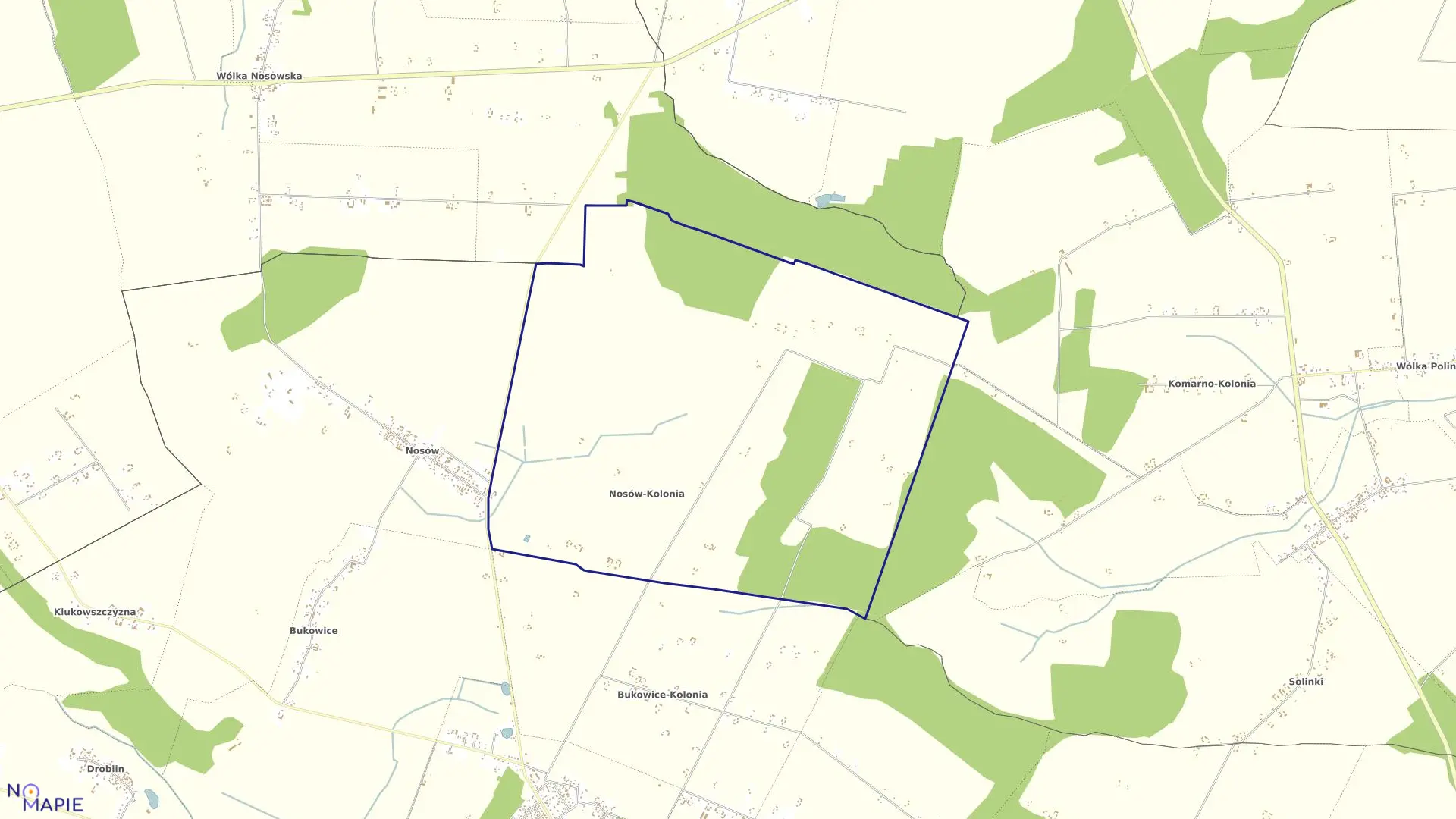 Mapa obrębu NOSÓW KOLONIA w gminie Leśna Podlaska